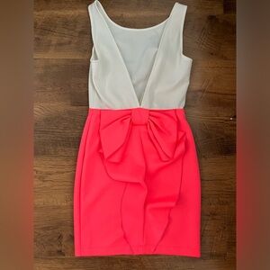Neon Pink and white bow back dress